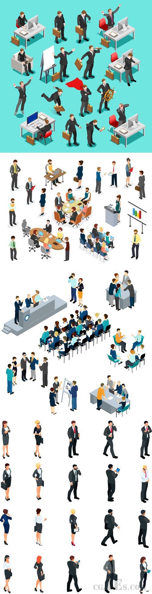 P002 矢量商业卡通人物-VECTORS – ISOMETRIC BUSINESS PEOPLE 9