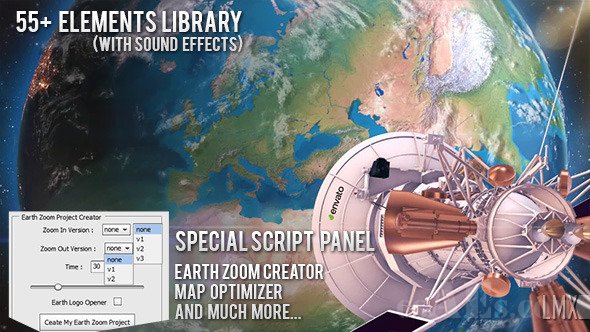 E107 地球缩放到城市任何地方AE模板-EARTH ZOOM PRO KIT