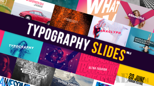 E186 分屏视频展示效果AE模板-VIDEOHIVE – TYPOGRAPHY SLIDES