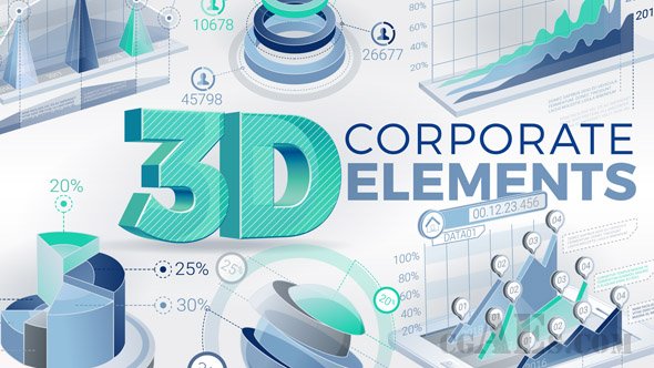 E217 3D 企业元素素材AE模板-VIDEOHIVE 3D CORPORATE ELEMENTS