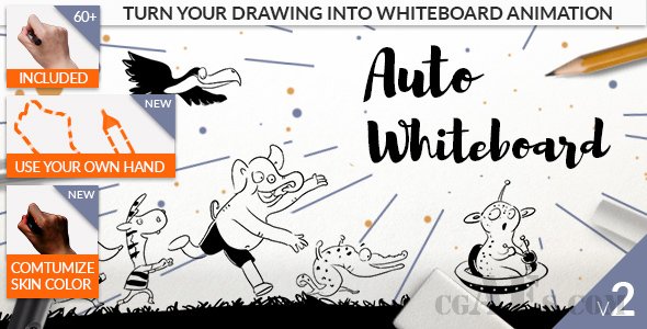 E223 白板手绘效果AE模板-VIDEOHIVE AUTO WHITEBOARD