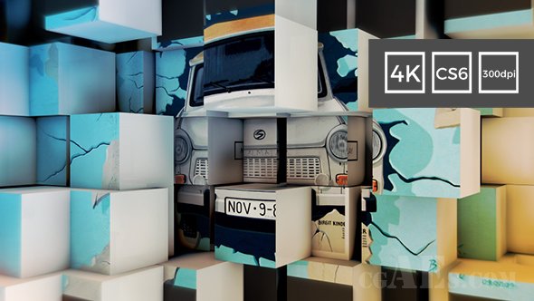 E227 漂亮的3D立方体墙视频展示效果AE模板-VIDEOHIVE 3D CUBES WALL SLIDESHOW IN 4K