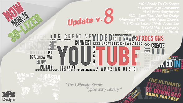 E228 标题字幕排版AE模板-VIDEOHIVE KINETIC TYPOGRAPHY PACK