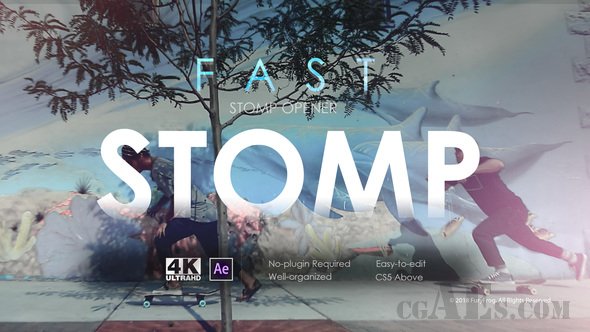 E386 快节拍的视频包装AE模板-VIDEOHIVE FAST STOMP OPENER