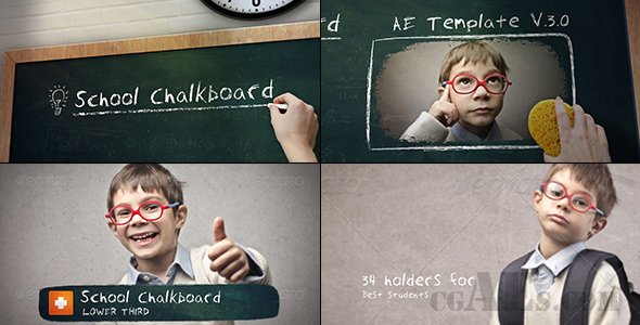 E395 学校黑板报手写风格视频包装AE模板-VIDEOHIVE SCHOOL CHALKBOARD V.3.0