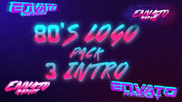 E399 霓虹灯效果标题AE模板-VIDEOHIVE 80’S LOGO INTRO PACK 3 IN 1