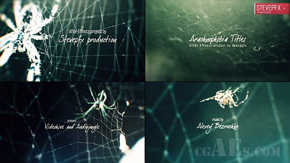 E557 惊奇刺激的开场预告片标题包装AE模板-ARACHNOPHOBIA TITLES