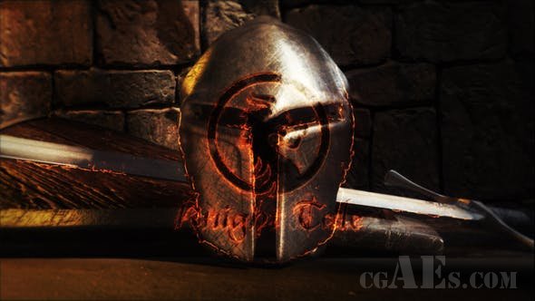 E603 史诗级骑士头盔揭示LOGO标识包装 AE模板-VIDEOHIVE KNIGHT TALE ANCIENT LOGO REVEAL