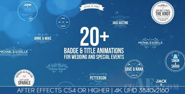 E605 婚礼或活动标题徽章包装AE模板-VIDEOHIVE BADGES / TITLE ANIMATIONS FOR WEDDING AND SPECIAL EVENTS