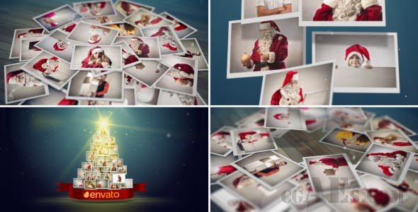 相片堆砌成圣诞树效果包装AE模板-VIDEOHIVE – CHRISTMAS PHOTO GREETINGS – 6260649