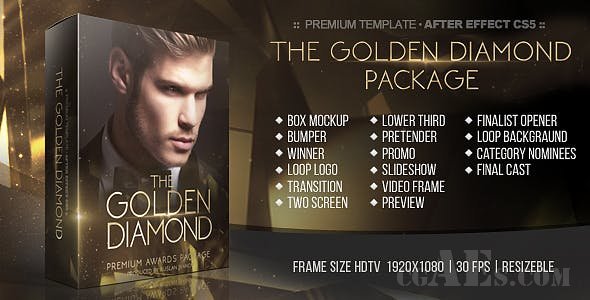 颁奖视频包装AE模板-VIDEOHIVE – THE GOLDEN DIAMOND AWARDS PACKAGE – 20317127