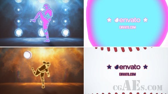 霓虹灯效果棒球LOGO包装AE模板-VIDEOHIVE – NEON BASEBALL LOGO – 25089570