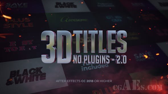 3D标题包装AE模板-VIDEOHIVE – 3D TITLES – NO PLUGINS 2.0 – 25139764