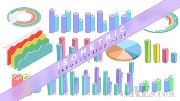 动态统计图表风格工具包-VIDEOHIVE – ISOMETRIC INFOGRAPHICS PACK – 22982294