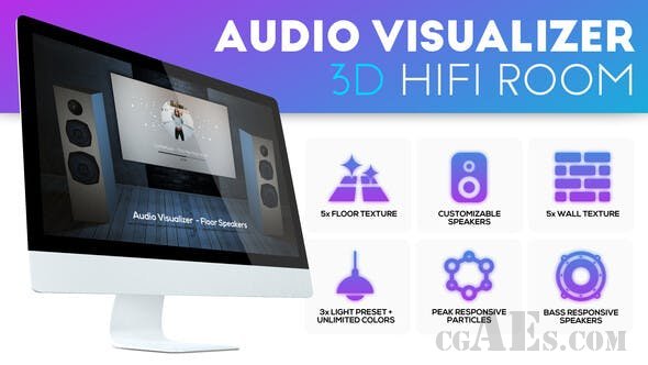 音频频谱可视化器– 3D HIFI音乐室-AUDIO VISUALIZER 3D MUSIC ROOM