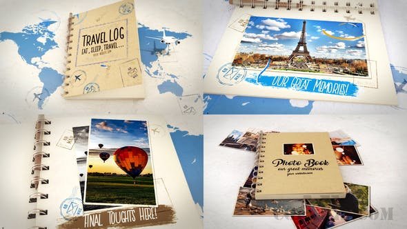 旅行日记风格视频展示AE模板-VIDEOHIVE – TRAVEL AND PHOTO BOOK BUNDLE – 23206860