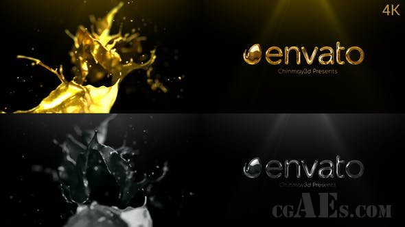 金银色的液体效果LOGO展示AE模板-VIDEOHIVE GOLDEN & SILVER LIQUID LOGO REVEAL 25173792