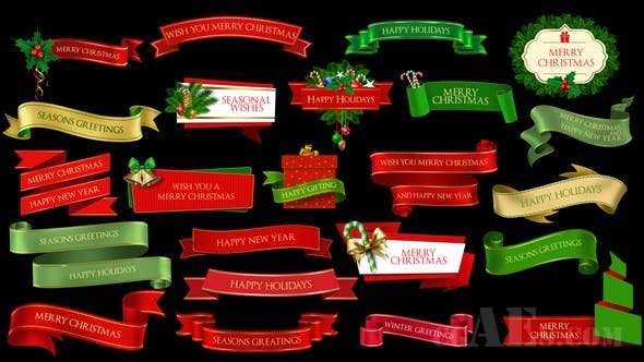 圣诞节 条幅广告素材-VIDEOHIVE – CHRISTMAS LOWERTHIRDS AND BANNERS – 25261829