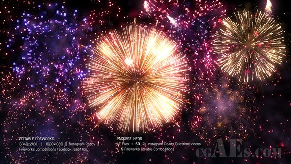 可编辑新年烟花模板-VIDEOHIVE – EDITABLE FIREWORKS TEMPLATE 25116839