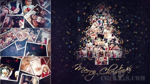 图片凝聚成圣诞树形状视频包装-VIDEOHIVE CHRISTMAS PHOTO SLIDESHOW 21074935