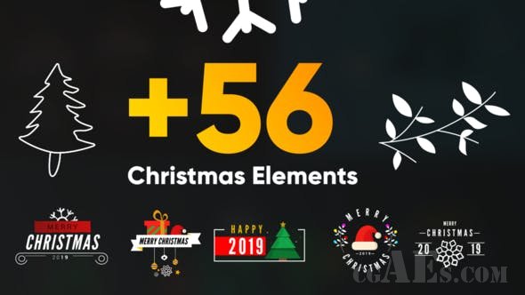 圣诞气氛动画元素包 AE模板-VIDEOHIVE CHRISTMAS ELEMENTS PACK 25283082