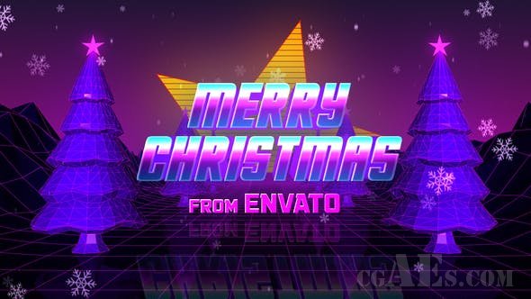 圣诞祝福视频包装AE模板-VIDEOHIVE – RETRO 80S CHRISTMAS WISHES – 25315698