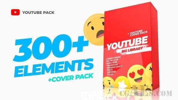 视频处理包装套件工具包-VIDEOHIVE – 300 YOUTUBE LIBRARY AND СOVER PACK – 24219192