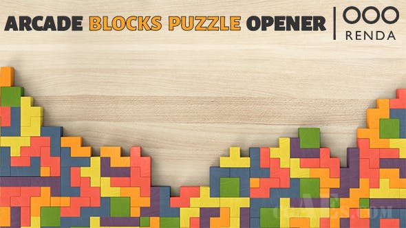 俄罗斯方块演绎LOGO标识AE模板-VIDEOHIVE – ARCADE BLOCKS PUZZLE OPENER – 21317006