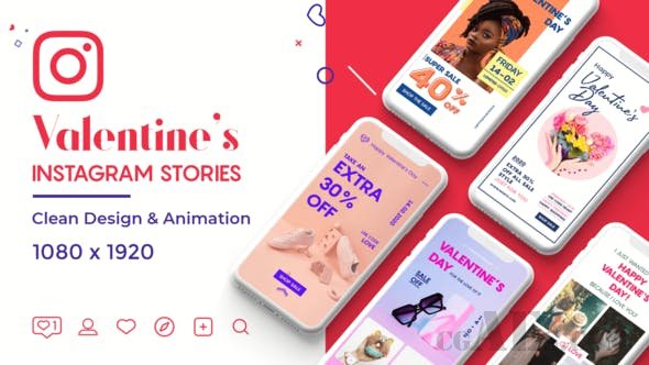 情人节INS封面设计-VIDEOHIVE VALENTINE INSTAGRAM STORIES 25310925