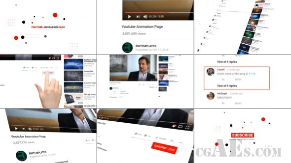 YOUTUBE动画页面AE模板-VIDEOHIVE YOUTUBE ANIMATION PAGE 21581687
