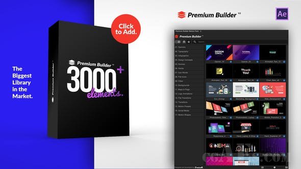 3000多个高级动态图标AE模板-VIDEOHIVE – PREMIUMBUILDER MOTION PACK – 24019319 – V2