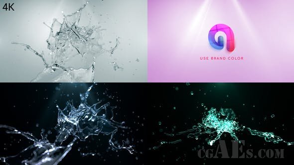 水花飞溅LOGO展示AE模板-VIDEOHIVE WATER SPLASH LOGO REVEAL 2 25518227