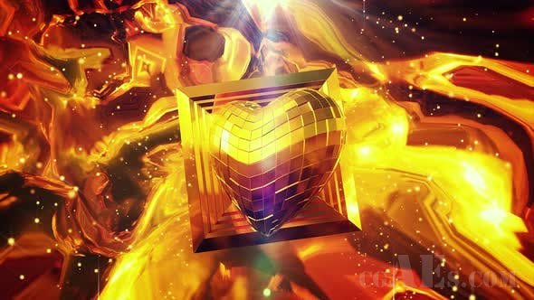 VJ 旋转金心-VIDEOHIVE – DISCO VJ GOLDEN HEART 4K – 25425985