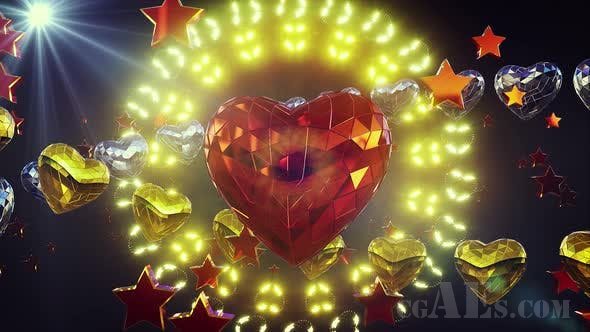 闪亮的心形背景4K-VIDEOHIVE – SHINY HEART BACKGROUND 4K – 25417741