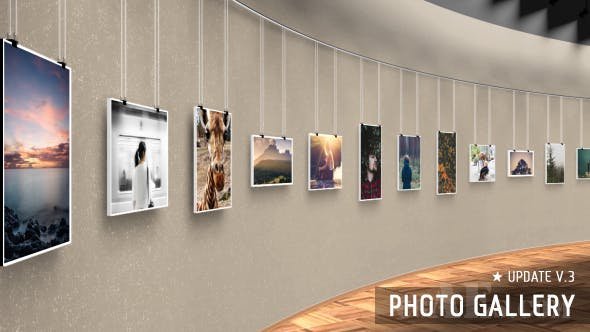 逼真的3D照片墙-VIDEOHIVE – REALISTIC 3D PHOTO GALLERY – 14102262