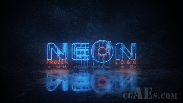 冷冻霓虹灯效果LOGO展示AE模板-VIDEOHIVE – FROZEN NEON LOGO – 22882132