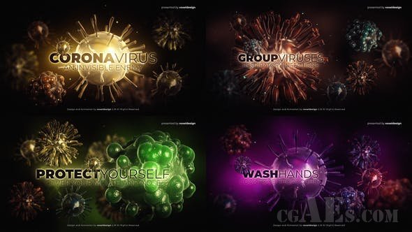 病毒风格视频展示AE模板-VIDEOHIVE – CORONA VIRUS OPENER – 25645119