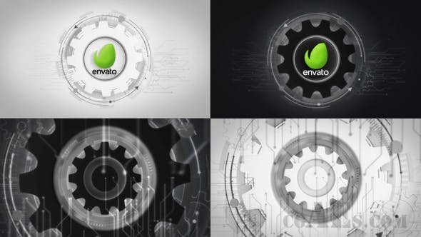 展示未来派齿轮LOGO-VIDEOHIVE – FUTURISTIC GEARS LOGO REVEALS – 25638816