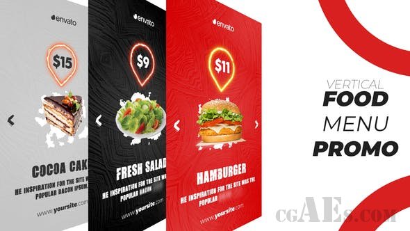 视频菜谱包装AE模板-VIDEOHIVE – FOOD MENU PROMO (VERTICAL) – 25694796