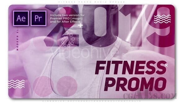 视频短片包装PR模板-VIDEOHIVE – FITNESS PROMO MEDIA OPENER – 25719599