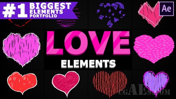 卡通爱情元素-VIDEOHIVE – CARTOON LOVE ELEMENTS | AFTER EFFECTS – 25691388