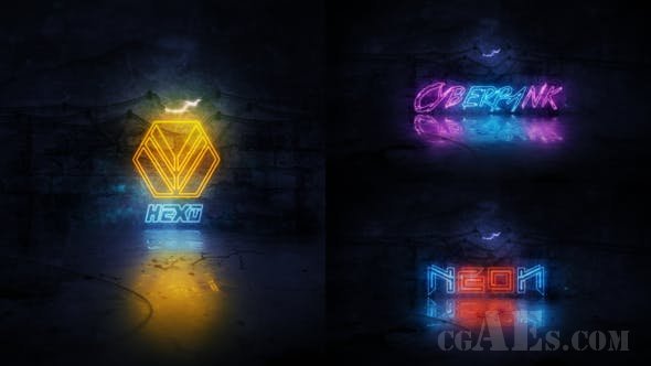 霓虹灯效果LOGO展示AE模板-VIDEOHIVE – NEON LOGO REVEAL – 22912859