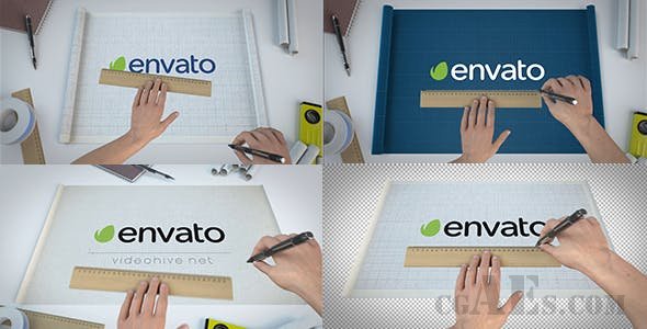 蓝图滚动LOGO展示AE模板-VIDEOHIVE – BLUEPRINT SCROLL LOGO REVEAL BUNDLE 20591481