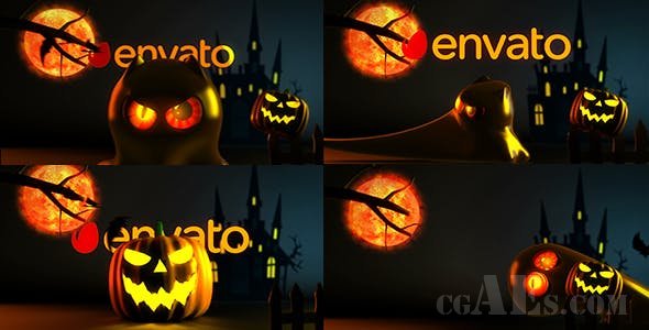 万圣节鬼LOGO包装-VIDEOHIVE – SCARY HALLOWEEN GHOST LOGO REVEAL BUNDLE 20694314