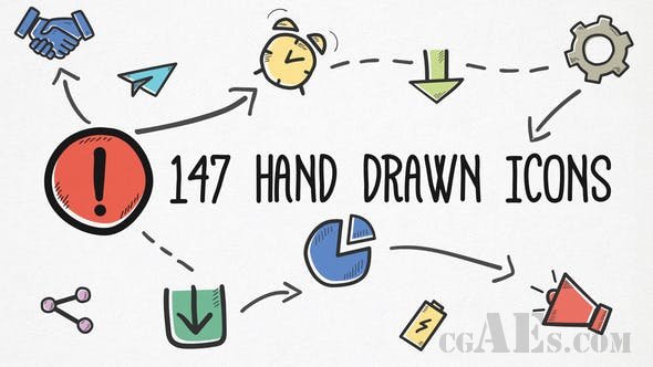 手绘图标包-VIDEOHIVE – HAND-DRAWN ICONS PACK 24679670