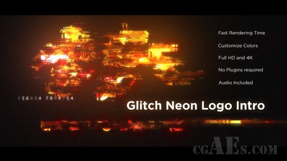 像素霓虹灯效果LOGO展示-VIDEOHIVE – GLITCH NEON LOGO INTRO 25854699