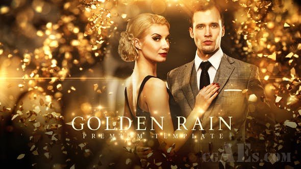 短视频包装效果-VIDEOHIVE – GOLDEN RAIN OPENER – 22537509