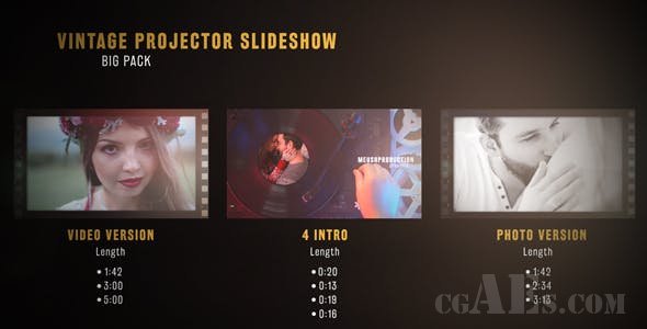 老式投影仪幻灯片-VIDEOHIVE – VINTAGE PROJECTOR SLIDESHOW BIG PACK 20069857