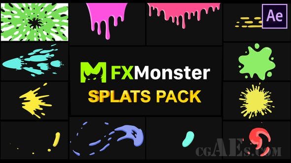 流动液体元素-VIDEOHIVE – SPLATS PACK | AFTER EFFECTS 25987344