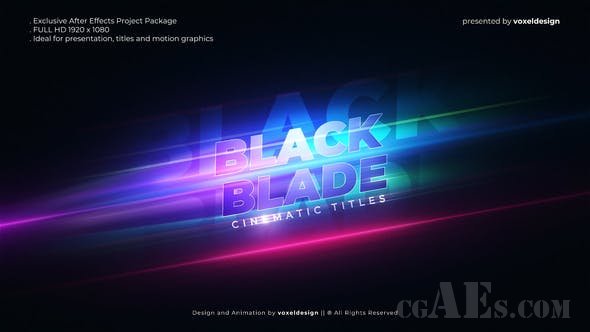 黑色刀片电影片头AE模板-VIDEOHIVE – BLACK BLADE CINEMATIC OPENER – 26048076